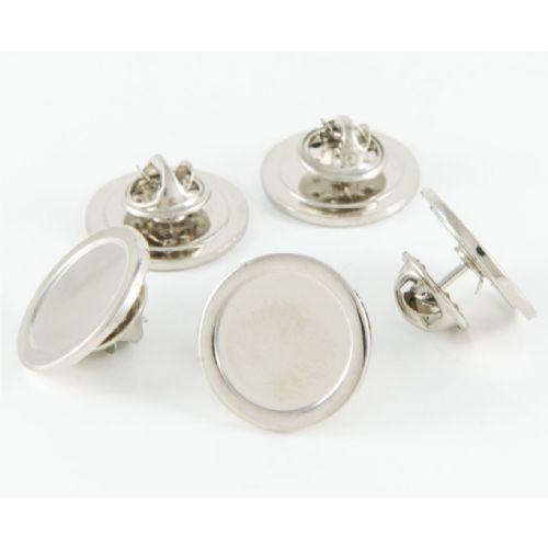Superior Badge Blank round 16mm silver clutch and clear dome
